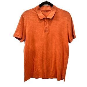 Vince Polo Shirt Mens Sz Medium Salmon Cotton Slub Slim Fit Short Sleeve Golf